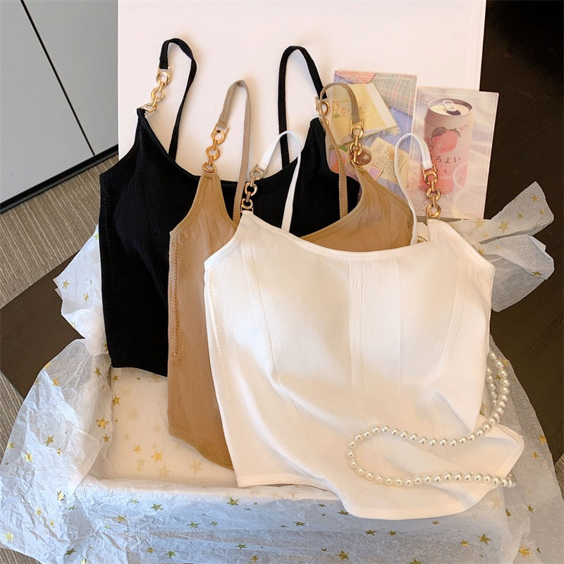 Allure Chain-Strap Built-In Bra Top